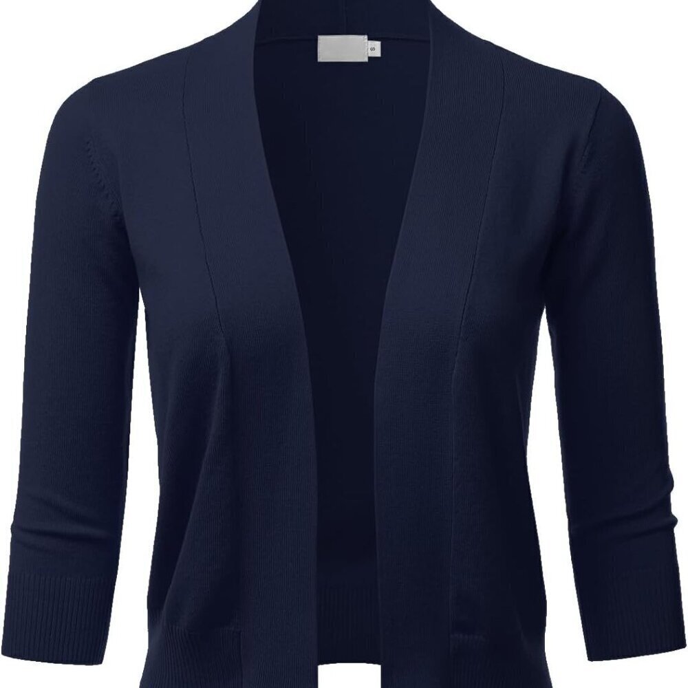 Womens Cropped Bolero Cardigan 3/4 Sleeve Open Front Viscose Nylion Dress Wear - Picture 1 of 7